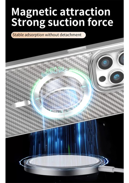 iPhone 15 Pro Max Uyumlu Titanyum Çöl Karbon Fiber Magsafe Özellikli Kılıf