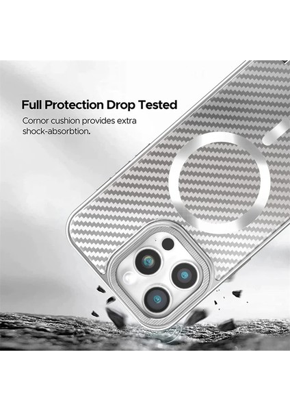 iPhone 15 Pro Max Uyumlu Titanyum Çöl Karbon Fiber Magsafe Özellikli Kılıf