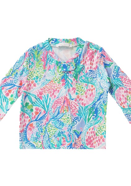Lilly Pulitzer Mermaid Cove Organik Pamuklu Ayaklı Fermuarlı Bebek Tulum