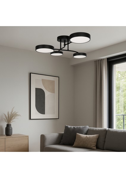 Fors Modern Dekoratif 4lü LED 3 Renk Işık Enerji Tasarruflu Oturma Odası Mutfak Giyinme Odası