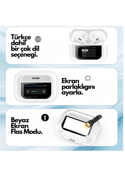 Yeni AirPods Pro2 Ekranlı Bluetooth Kulaklık – Mikrofonlu, Dokunmatik kontrol