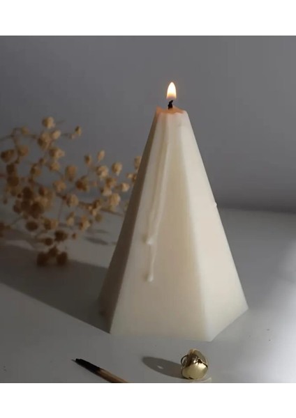 2'li Altın Varaklı Konik Dekoratif Mum Seti Doğal Soya Mumu
