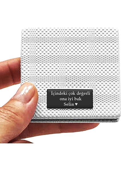Kişiye Özel İsimli Söz Baskılı Kare Deri Ayna Çanta, Cep ve Makyaj Aynası fiyatları