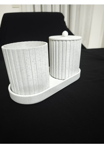 STARLAB3DSTUDIOS Banyo Düzenleyici Diş Fırçalık ve Pamuk-Kulak Çubuğu Kutusu