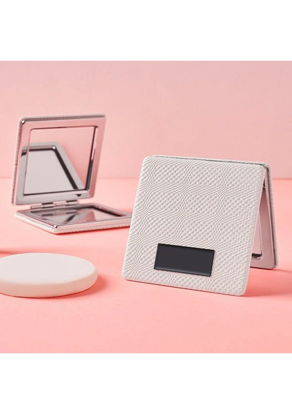 Kişiye Özel İsimli Love Yazı Baskılı Kare Deri Ayna Çanta, Cep ve Makyaj Aynası modelleri