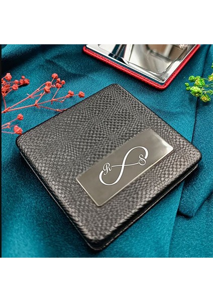 Kişiye Özel İsimli Harfli Sonsuzluk Işareti Baskılı Kare Deri Ayna Çanta, Cep ve Makyaj Aynası fiyatları