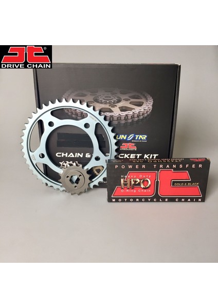 Zincir Dişli Seti Yamaha Xt R (125 Cc) (2005-2007) / Yamaha / Xt R / 125CC / Zincir: JT-428ORING (GOLD)-128/ Ön-Arka Dişli: Sunstar (14T-50T) / 2005-2006-2007-2008-2009-2010-2011