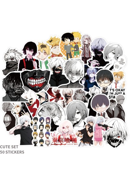 50 Adet Anime Tokyo Ghoul Graffiti Su Geçirmez Çıkartmalar Dizüstü Gitar Kaykay Bilgisayar Bagaj Çıkartmaları Etiket Oyuncak (Yurt Dışından)