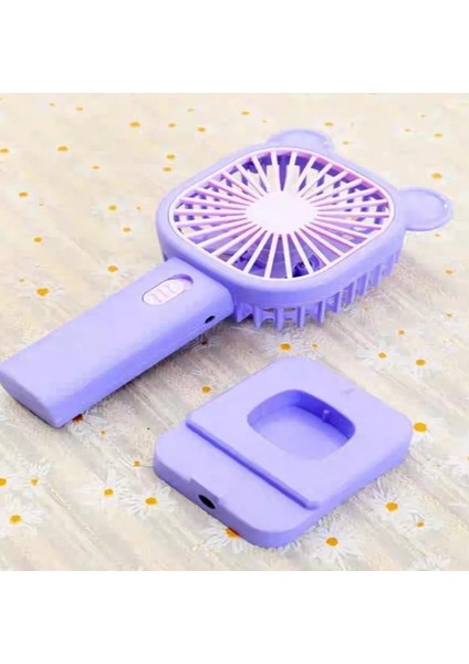 Şarj Edilebilir Fanlı Kulaklı Taçlı Kalemtraşlı Telefon Tutuculu Vantilatör - Mavi indirimleri