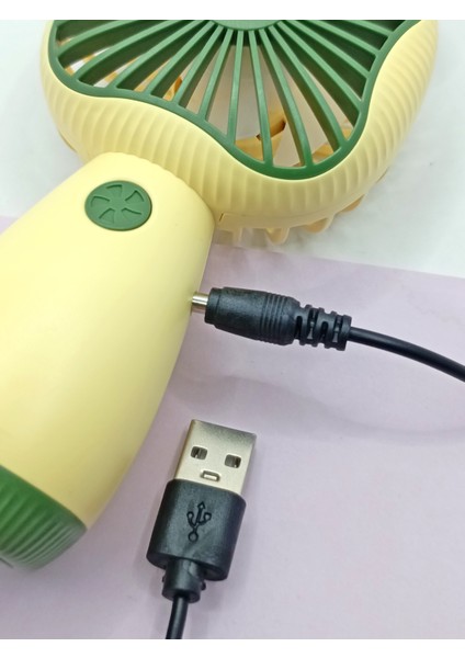 Mini Fan Kedi Model Fan Şarj Edilebilir El Fanı Vantilatör - Yeşil indirimleri