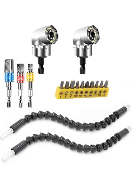 Matkap Ucu Uzatma Aleti, 105 Derece Dik Açı Matkap Adaptörü, Soket Adaptör Seti, Matkap Uzatma Seti El Alet Seti (Yurt Dışından)