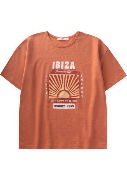 Ibiza Baskılı T-Shırt 8-12 Yaş Oranj