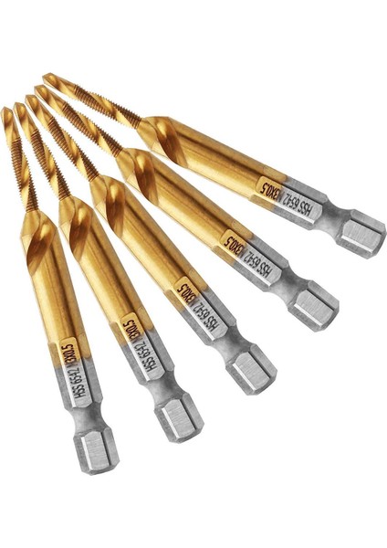 Adet Titanyum Kombinasyonu Hss Matkap ve Musluk Seti Metrik Dişli Hss M3 Vida Dokunarak Bit Aracı 1/4 Inç Hex Shank (Yurt Dışından)