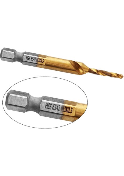 Adet Titanyum Kombinasyonu Hss Matkap ve Musluk Seti Metrik Dişli Hss M3 Vida Dokunarak Bit Aracı 1/4 Inç Hex Shank (Yurt Dışından)