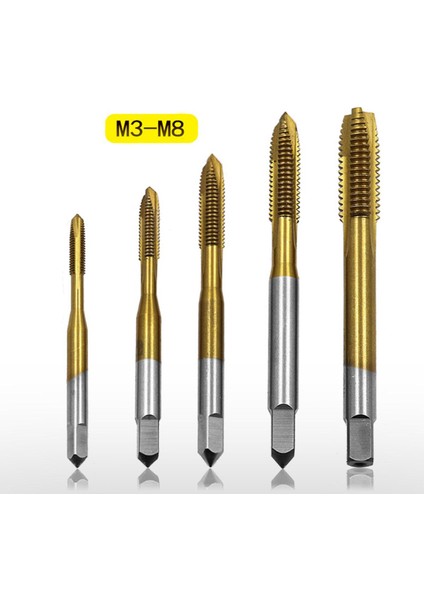 Adet 6542 Kalay Kaplı Konu Musluk Seti M3-M8 Düz Flüt Konu Dokunun Matkap Diş Açma Aracı (Yurt Dışından)