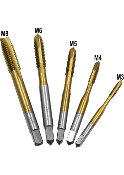 Adet 6542 Kalay Kaplı Konu Musluk Seti M3-M8 Düz Flüt Konu Dokunun Matkap Diş Açma Aracı (Yurt Dışından) modelleri