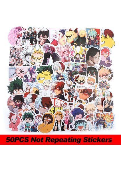 50 Adet Yeni Anime My Hero Etiketler Çıkartmaları Motorlu Kaykay Dizüstü Bilgisayar (Yurt Dışından)