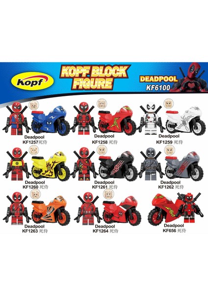 Tek Satış Marvel Süper Kahraman Figürleri Yapı Taşları Deadpool Motosiklet Montajlı Minifigures Tuğlalar Çocuk Boys Koleksiyonu Hediye Oyuncaklar KF6100 (Yurt Dışından)