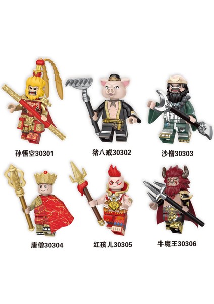 Tek Satış Batı'ya Yolculuk Figürleri Yapı Taşları Maymun Kral Minifigures Çocuklara Hediye Oyuncaklar 30301-30306 Tuğlaları Birleştirin (Yurt Dışından)