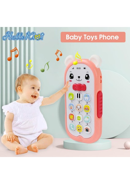 Hellokimi Öğrenmek ve Oynamak Için Bebek Cep Telefonu Oyuncak Erken Eğitim Telefonu Güta-Perka Kapaklı Müzik Işıkları 6 Aydan Fazla Çocuklar Için Kordonlu (Yurt Dışından)
