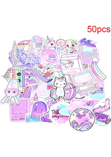 50 Adet/paket Unicorn Kırtasiye Çıkartmalar Karalama Seyahat Diy Bagaj Etiketi (Yurt Dışından)