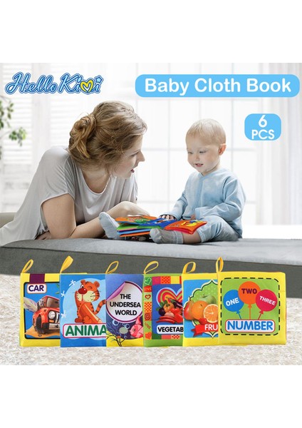Hellokimi 6 Adet Bebek Bezi Kitabı Erken Öğrenme Oyuncak Bebek Yürümeye Başlayan Oyuncaklar Kumaş Yumuşak Bez Kitap Zeka Gelişimi 0-3 Yaş Çocuklar Için 6 Tema Kitabı Bebek Oyuncakları (Yurt Dışından)