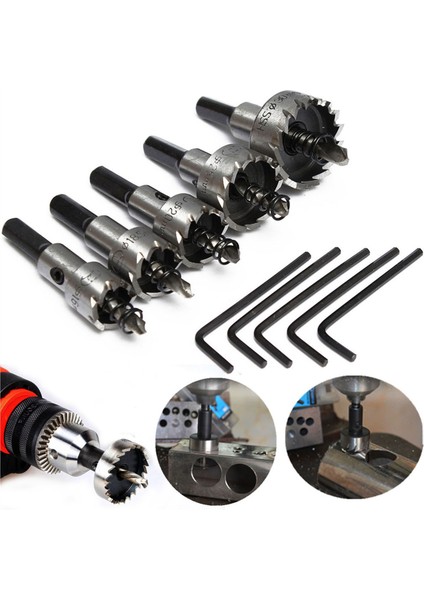 Le 5 Adet Yüksek Hızlı Çelik Testere Dişi Delik Açıcı Çok Boyutlu Metal Plaka Yumruk Matkap Seti 16-30MM Anahtarlarla (Yurt Dışından)