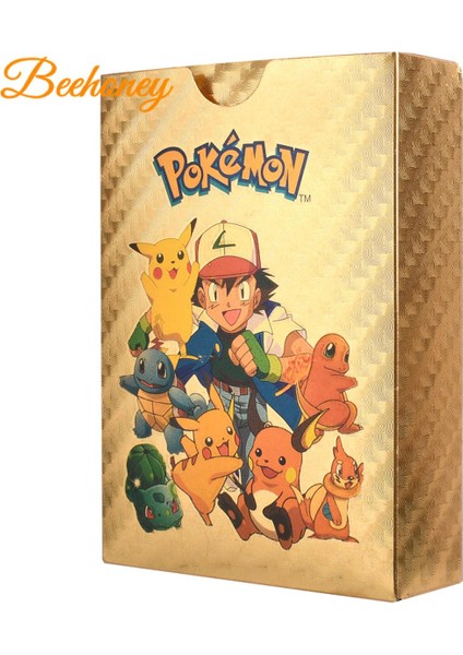 55 Adet Pokemon Altın Folyo Kartları Anime Karikatür Pokemon Hayranları Koleksiyonu Için Ingilizce Sürüm Tcg Kartı (Yurt Dışından)