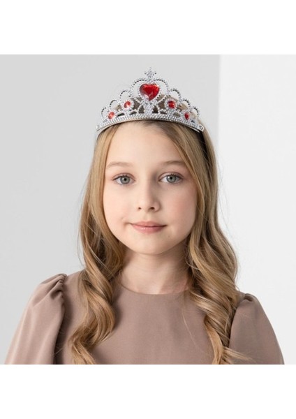 Kalp Taşlı Kırmızı Renk Karlar Ülkesi Elsa Anna Frozen Tacı modelleri