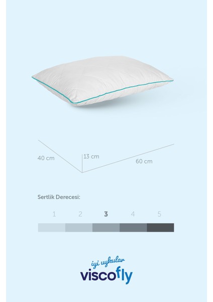 Ortopedik Yastık Kapitoneli Microfiber Kumaşlı Visco Parçacık Dolgulu - 60 x 40 x 13 cm Yeşil Biyeli