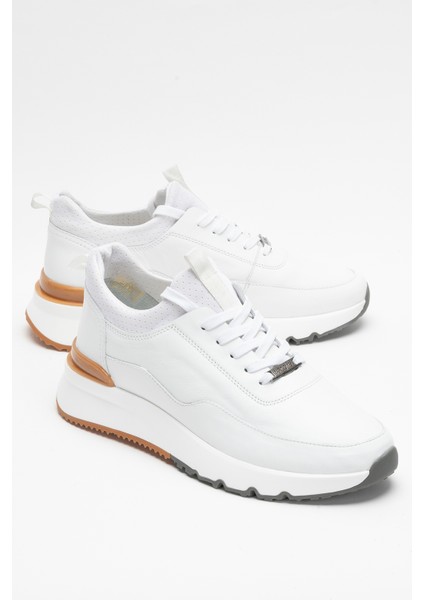 Erkek Kalın Taban Bağcıklı Sneaker Gerçek Deri Mc 21323 Beyaz indirimleri