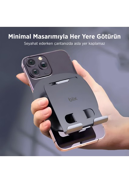 TS01 Katlanabilir 360° Çok Açılı Yükseklik Ayarlı Metal Masaüstü Tablet iPad Tutucu Telefon Standı