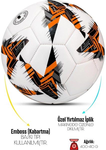 Futbol Topu - Dayanıklı Sert Zemin ve Halı Saha Için Mükemmel Performans (Turuncu, Pompalı Set) fiyatları