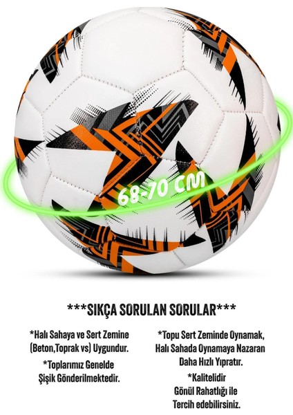 Futbol Topu - Dayanıklı Sert Zemin ve Halı Saha Için Mükemmel Performans (Turuncu, Pompalı Set) fırsatları
