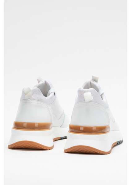 Erkek Kalın Taban Bağcıklı Sneaker Gerçek Deri Mc 21323 Beyaz