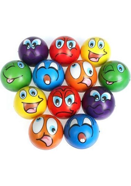 12 Adet 6.3 cm Yumuşak Pu Köpük Sünger Ifade Face Gülümseme Yüz Sıkma Topu Anti Top Oyuncaklar Boys Çocuklar Için (Yurt Dışından)