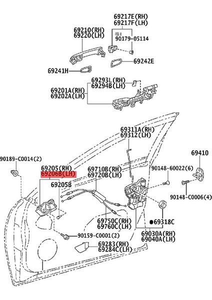 1 Çift Ön/arka Iç Kapı Kolu 69206-0N010C0/69205-0N010-C0 Toyota Reız GRX13 2010-2017 Iç Kapı Çekme Kolu A (Yurt Dışından)