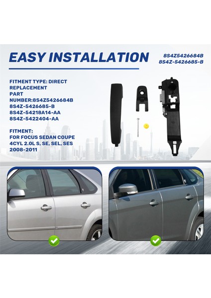 Ford Focus 2008-2011 Için Tabanlı Ön Sol Araba Dış Kapı Kolu 8S4Z5426684B 8S4Z-5426685-B 8S4Z-54218A14-AA (Yurt Dışından) indirimleri
