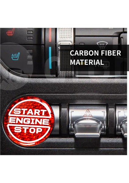 Karbon Fiber Araba Çalıştırma Motor Durdurma Düğmesi Düğme Paneli Iç Döşeme Ford Mustang 2024 Yepyeni Otomobil Parçaları Kırmızı (Yurt Dışından)