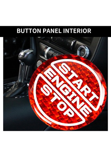 Karbon Fiber Araba Çalıştırma Motor Durdurma Düğmesi Düğme Paneli Iç Döşeme Ford Mustang 2024 Yepyeni Otomobil Parçaları Kırmızı (Yurt Dışından)