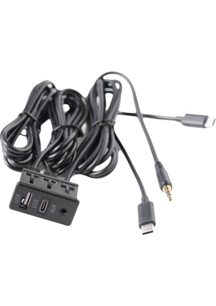Araba Android Navigasyon Makinesi Aux Paneli Çift Type-C+Aux Girişi Usb+Aux Arayüz Paneli Uzatma Kablosu Adaptör Paneli (Yurt Dışından)