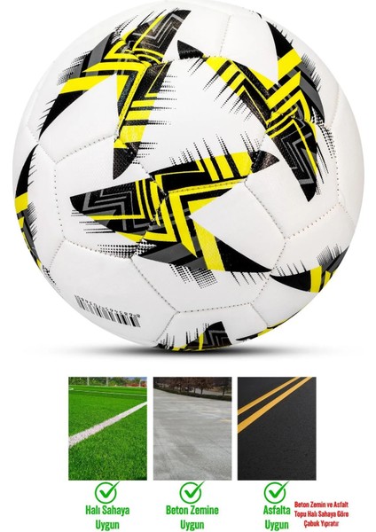 Futbol Topu - Dayanıklı Sert Zemin ve Halı Saha Için Mükemmel Performans (Sarı, Pompalı Set) indirimleri