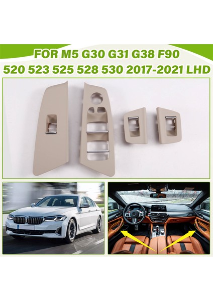 Bmw 5 Serisi M5 G30 G31 G38 F90 2017-2020 525 528 530 540 Lhd Bej Için Araba Iç Kapı Cam Anahtarı Kapağı (Yurt Dışından)