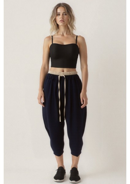 Bel Kısmı Çift Renkli Pantolon