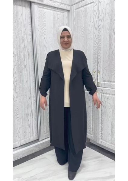 Büyük Beden Omzu Fermuarlı Tasarım Ceket