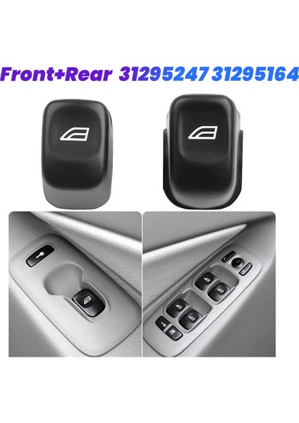 Adet Ön+Arka Kapı Pencere Camı Kaldırma Kontrol Anahtarı Düğmesi Kapağı 31295247 31295164 Volvo V70 XC70 XC90 S80 S60 Için (Yurt Dışından)