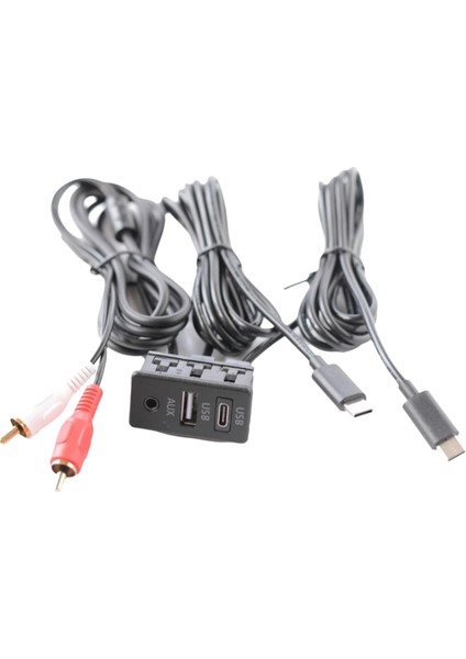 Araba Android Navigasyon Makinesi Aux Paneli Type-C+Rca Girişi Çift Usb+Aux Arayüz Paneli Uzatma Kablosu Adaptör Paneli (Yurt Dışından)