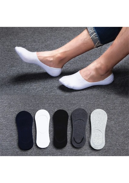 Unisex Beyaz Slikonlu Görünmez Çorap