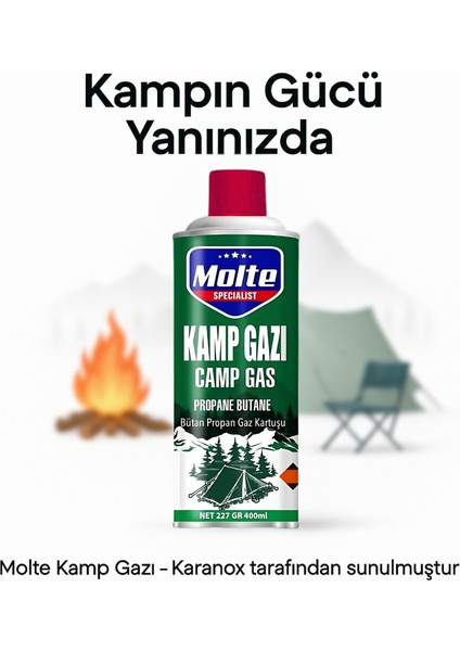 Molte Kamp Gazı 227G / 400ML – Butan Propan Kartuş – Taşınabilir Tüp Kamp Ocaklarıyla Uyumlu – Outdoor, Piknik ve Doğa Kampı Için Pratik Gaz Tüpü – Yerli Üretim