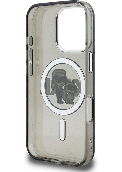 iPhone 16 Pro Max Kılıf Karl Lagerfeld Lisanslı Parlayan Simli Karl & Choupette Sketch Logolu Siyah fırsatları